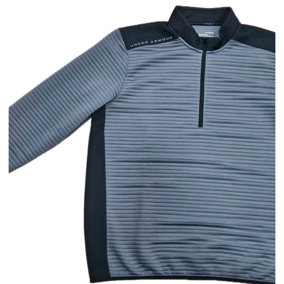 Under Armour 1/4 Zip Ribbed Pullover Men's Size XL Gray Black Trim Coldgear - Picture 3 of 10